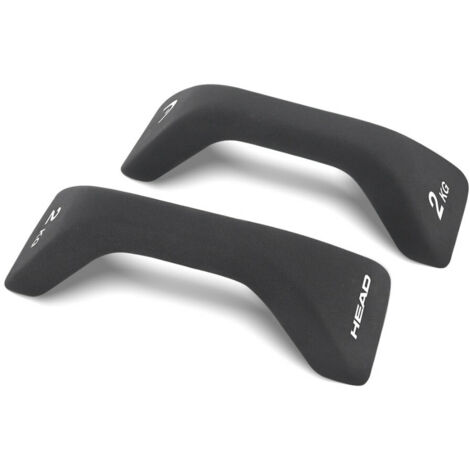 HEAD Manubri 2 kg x 2 pezzi Neoprene Antiscivolo Nero per Fitness e Push-Up