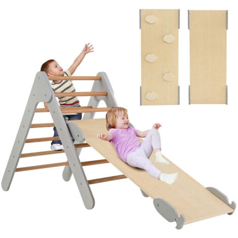 Set da arrampicata 4in1 per bambini, arco basculante, cuscino, triangolo da arrampicata e scivolo