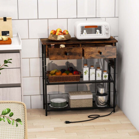 Tavolo Consolle 109 Cm Con 2 Cassetti E Ripiano – Stile Rustico, Bianco E Marrone, Per Ingresso O Soggiorno