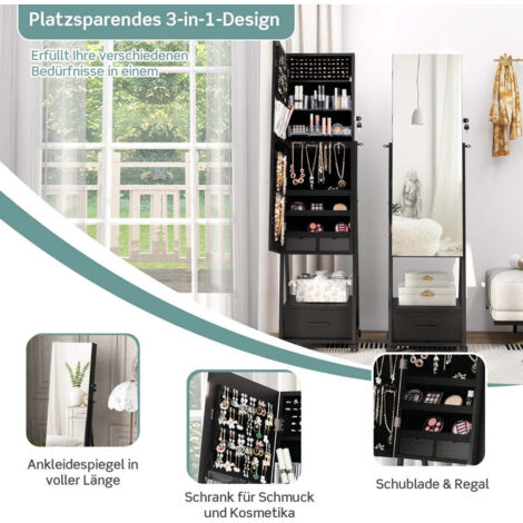 Portagioie 2 Strati Con Specchio E Cassetto Automatico – Organizer Per Anelli, Orecchini, Collane - 3