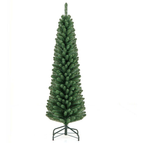 HOMCOM Albero Di Natale Artificiale A Matita Innevato – 1,8m Con 600 Punte, Apertura Automatica, Base In Acciaio - 2