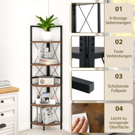 Libreria,Scaffale,Armadio per libri angolare a 5 ripiani in rovere nero 50x50x179 cm in legno ingegnerizzato CFW67156 | Leroy Merlin