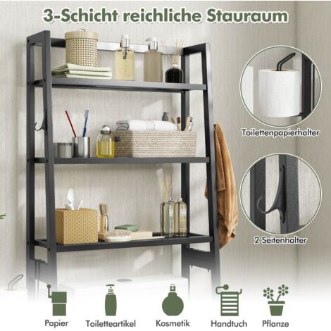 Mensola Per Lavatrice 3 Ripiani - Scaffale Da Bagno In Ferro E MDF, 69x30x181 Cm, Bianco, Regolabile E Salvaspazio Con Piano Portaoggetti