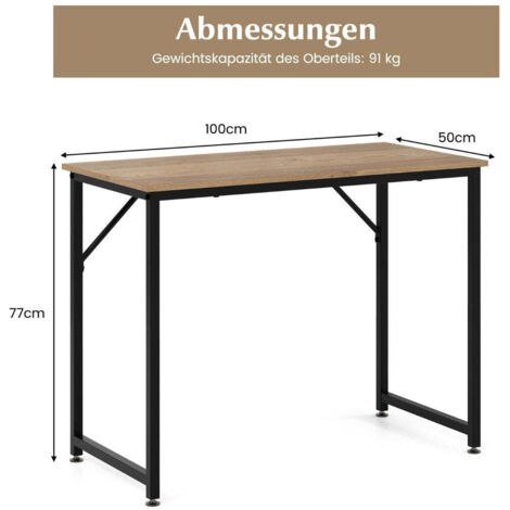 Scrivania Da Ufficio FANTASK 100 Cm - Design Moderno, Piano In MDF, Struttura In Acciaio, Colore Naturale, Per Lavoro E Studio