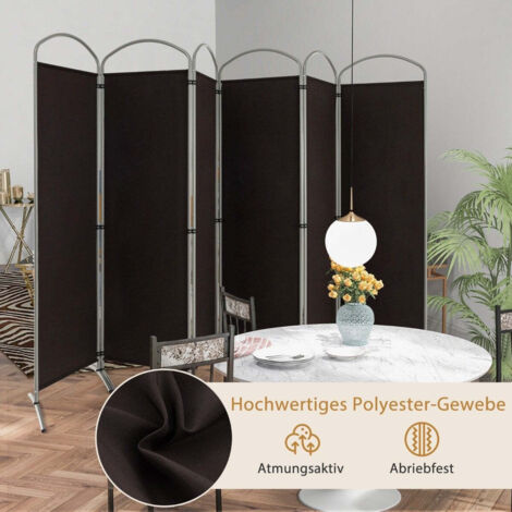Divisorio Per Ambienti A 6 Pannelli Pieghevole – Grigio – Traliccio Autoportante Per Casa, Ufficio E Aula – Dimensioni 500x180 Cm - 2