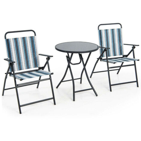 Set 6 Pezzi Da Spiaggia: 4 Sedie Chaise Longue + 2 Tavolini Laterali | Pieghevoli Blu Scuro
