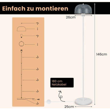 Lampada da terra Urania in rattan e metallo con finitura in nero | Kave Home Switzerland