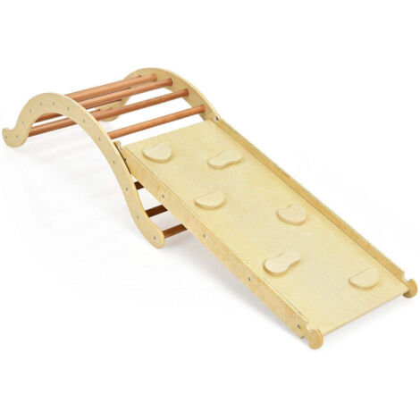 Montessori Kit Arrampicata Per Bambini - Multifunzione Con Triangolo, Scala, Semicerchio E 2 Scivoli, Struttura In Polietilene, Portata 50 Kg