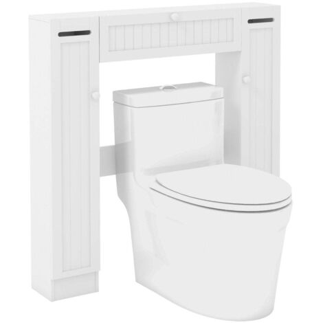 OHMG Armadio Da Bagno Stretto E Alto Con Porta Carta Igienica - 15x17x76 Cm - Bianco, In PVC - Ripiani Per Asciugamani E Accessori