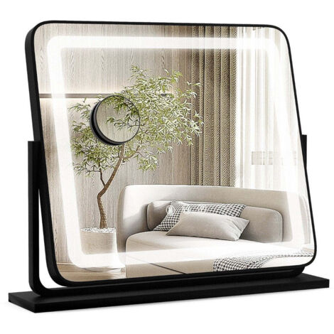 COSTWAY Specchio Per Trucco Illuminato Con 15 Lampadine Luci LED Specchio Da Toeletta Controllo Touch Per Scrivania E Muro Multiple Modalit Di Colore Con Altoparlante Bluetooth 39172704