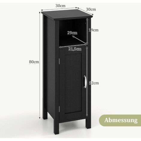 Mobile Da Bagno Con Ganci, Mobile Laterale Stretto Per WC Con Ripiani Regolabili 26 2 X 26 4 X 80 Cm Organizzatore Da Bagno Con Spazio Aperto Nero 99272886