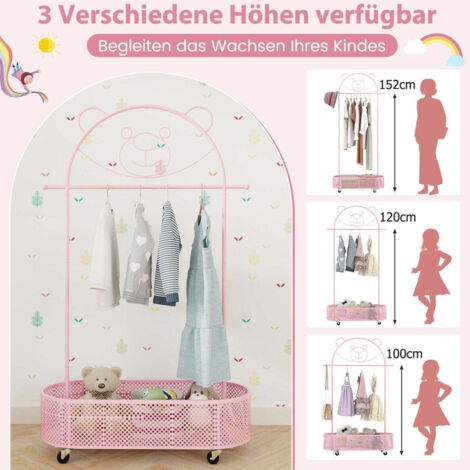 SLEEPING LAMB Appendiabiti per bambini, piccolo appendiabiti per bambini con ripiano inferiore, per riporre cappotti, costumi da danza, appendiabiti per abiti da ballo, bianco