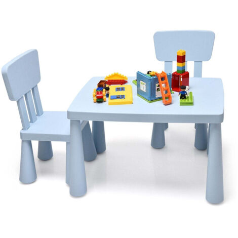 COSTWAY Set Tavolo E 2 Sedie Per Bambini In Plastica Verde - Mobiletto Per Asilo E Cameretta, 1-7 Anni - 2