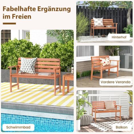 Panca Da Giardino In Legno Per Esterno 2 Posti: Resistente Intemperie E Anticorrosione Per Patio E Balcone - copertina