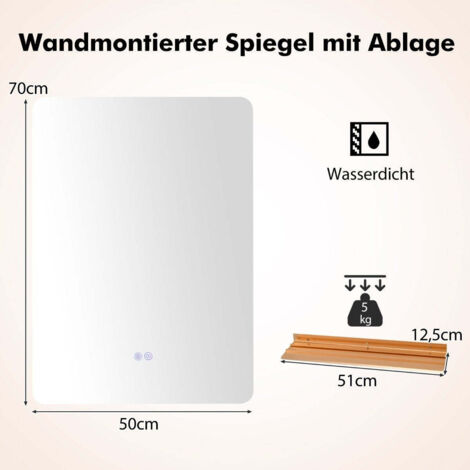 Specchio Da Bagno LED TATU 91x71 Cm – Luce Regolabile, Anti-appannamento, Touch
