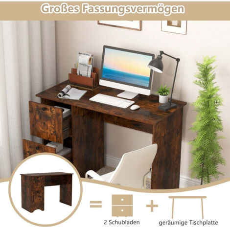 HOMCOM Scrivania per computer pieghevole su ruote, scrivania con ripiani, 3 cassetti, piano estensibile, 105x51x75,5cm, bianco | Aosom Italy