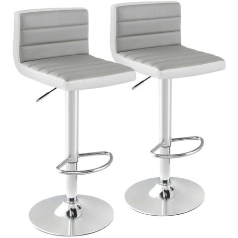 Set 2 Sgabelli Da Bar Girevoli Bianco E Oro - Altezza 61 Cm, Imbottiti In Ecopelle, Moderni