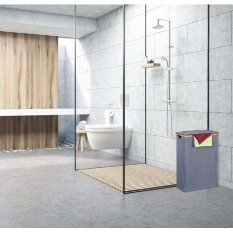 OIAHOMY Cesto Portabiancheria Con Coperchio Da 105L - In Vimini Stile Rattan Grigio, Con Sacchetti Rimovibili