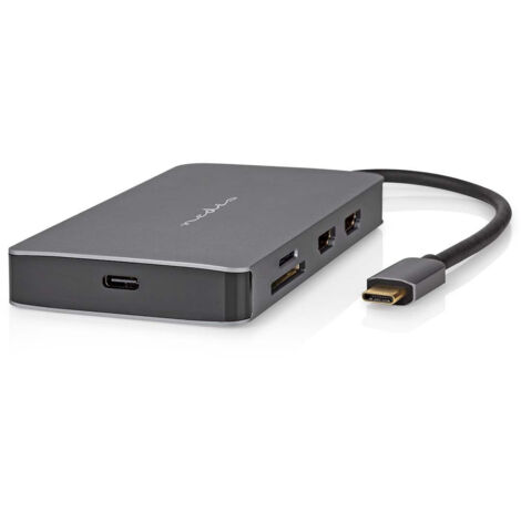Usb multi port adapter  usb 32 gen 1  usb c male  micro sd  rj45 female  sd  usb c female  2x hdmi  2x usb a female  5 gbps  020 m  round  gold plated  pvc  anthracite  box 68949698 68949698 68949698 (1/5)
