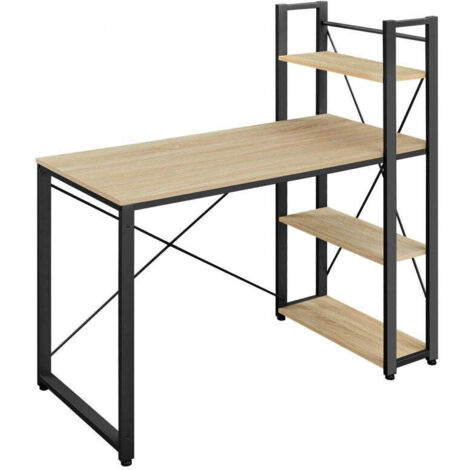 WOODYNLUX Scrivania Per Computer Con Ripiani, Scrivania Da Gioco Da 107 Cm Tavolo Da Studio Per Pc Con Spazio Per Casa Ufficio Soggiorno Camera Da Letto Struttura In Metallo Rustica