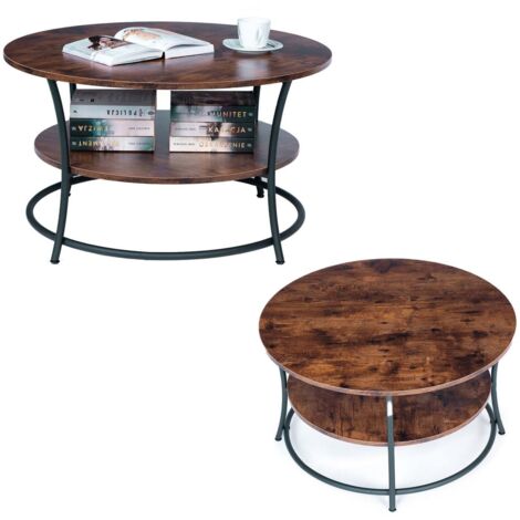 TecTake 800943 Tavolino Lincoln Stile Industriale, Due Ripiani In Reticolato, 40,5x40x50,5 Cm, Carico 75 Kg, Colore Scuro - 5
