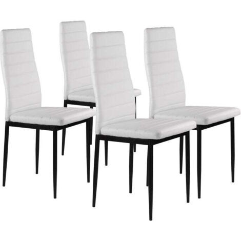 Set di 6 Sedie da Pranzo Moderne con Rivestimento in Pelle PU, Struttura Metallo e Piedini con Gomma Antiscivolo - Bianco per Interni Bealife | Leroy Merlin