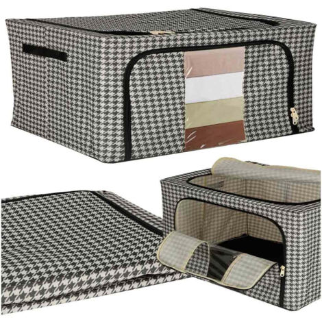 Set Di 4 Organizer Per Biancheria Da Letto – Scatole Portaoggetti In Tessuto Non Tessuto, Per Lenzuola, Asciugamani, Coperte, Salvaspazio Per Armadio E Ripostiglio - 3