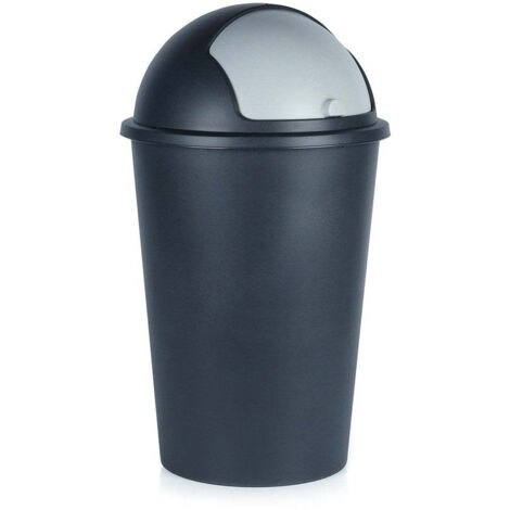 JMIATRY Pattumiera da 8 litri con coperchio, pattumiera a pressione con coperchio superiore, pattumiera in plastica per camera da letto, WC, cucina, soggiorno e ufficio, 34 x 22 x 15 cm, nero