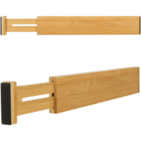 Set 6 Separatori Per Cassetti In Bambù HEIYUET, Regolabili 43-56 Cm, Colore Nero, Organizer Estraibile Per Cucina, Ufficio