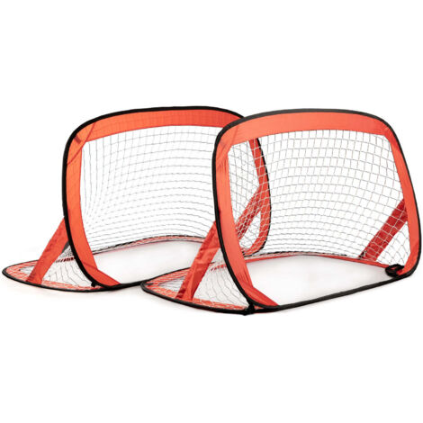 Porte Da Calcio Per Bambini Set Da 2 – 120x90x90 Cm Con Aste In Fibra Di Vetro, Borsa Da Trasporto Inclusa, Picchetti Per Fissaggio, Gialle