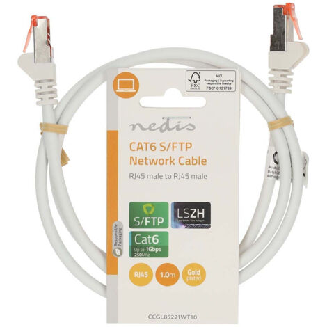 Cavo Di Rete CAT6 S/FTP – 10 Metri, Bianco, LSZH, Connettori RJ45, NEDIS