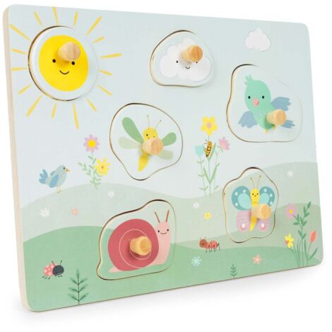mamabrum Tavolo attività in Legno per Bambini 6+ Mesi – Tavolo Gioco Educativo Montessori con Giochi Sensoriali, Motricità Fine, Tamburo, Ingranaggi e Animali, 67,5 x 47 x 42 cm