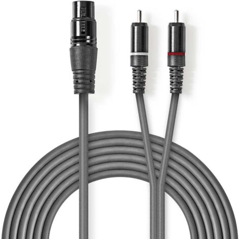 Cavo audio bilanciato  xlr 3 poli femmina  2x rca maschio  nichelato  300 m  rotondo  pvc  grigio scuro  custodia in cartone 40323711 40323711 40323711 40323711 (1/3)