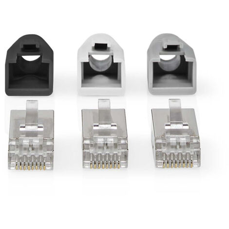 Connettore rj45  rj45 passante  ftp cat6 a filopieno  dritto  placcato oro  10 pz  pvc  grigio  nero  bianco  in scatola 51913482 51913482 51913482 51913482