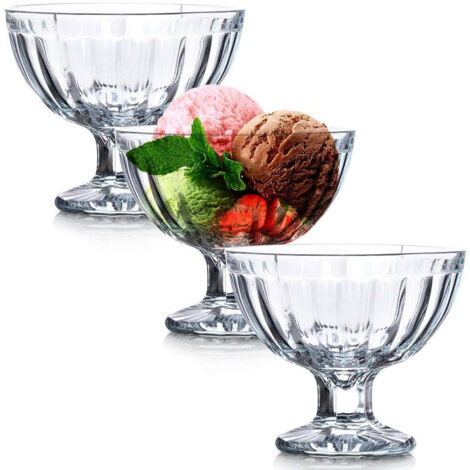 Set Di 6 Bicchieri Per Gelato In Vetro – 280 Ml – Lavabili In Lavastoviglie – Coppe Dessert Eleganti