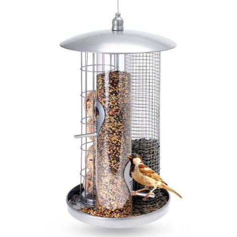 Mangiatoia per uccelli da giardino e per ornitologia, per patio, prato e giardino, in metallo, con tetto, capacità di 1,3 kg | Leroy Merlin