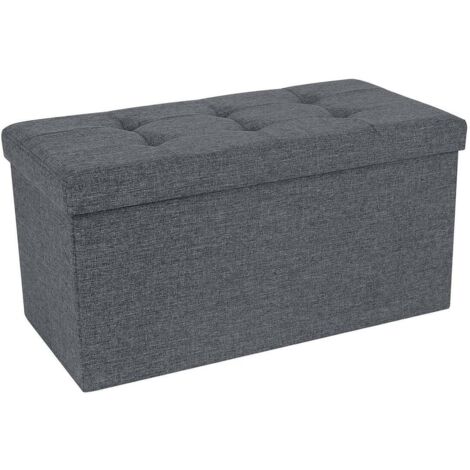 Pouf Poggiapiedi Tessuto di Lino Pouf Multifunzione Per Ingresso, Soggiorno, Camera da Letto Panca Cambio Scarpiera 80x40x40 cm Pouf (Colore : Grigio