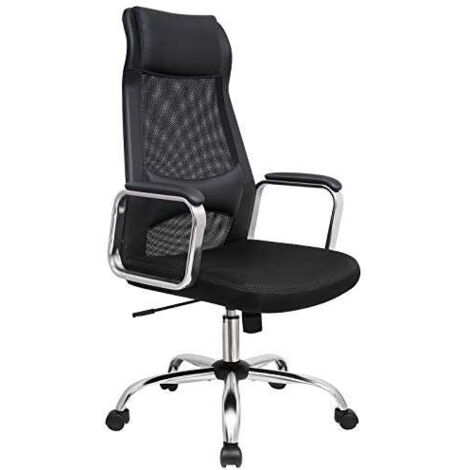 Sedia Ufficio Ergonomica In Rete Nera: Supporto Lombare Regolabile, Girevole, Con Dondolo, Base In Nylon