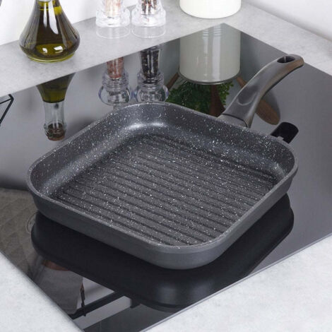 Zanetti - Bistecchiera antiaderente a 5 strati 26x26 cm in alluminio pressofuso, resistente ai