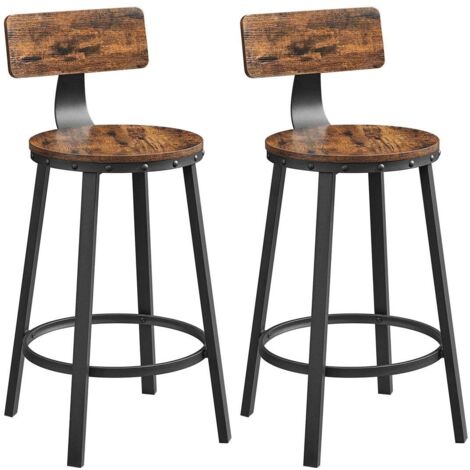 HOMCOM Set 2 Sgabelli Bar con Schienale Ergonomico, Sgabelli Cucina in Lino con Poggiapiedi