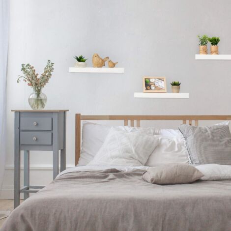 Set of 3 white floating wall shelves (1/5)