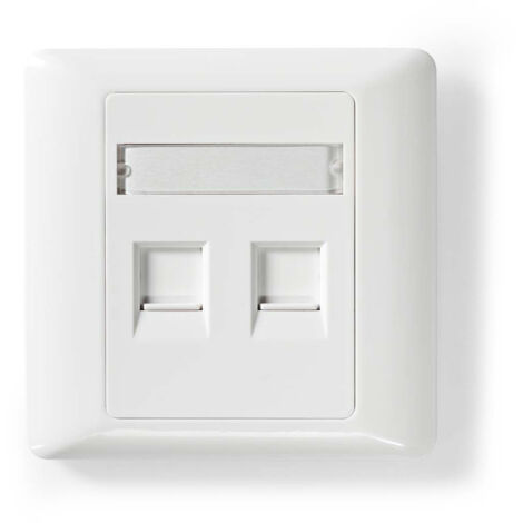 Piastra frontale keystone di rete ansiktsplatta rj45 2 porte abs vit kuvert (1/4)