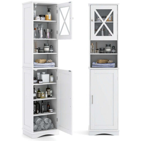 BROVIEW Organizer Alto A 3 Ripiani Regolabili Con Ante - Sottile E Impilabile, In Plastica, Per Piccoli Spazi, Cucina, Bagno, Lavanderia, Nero - 4