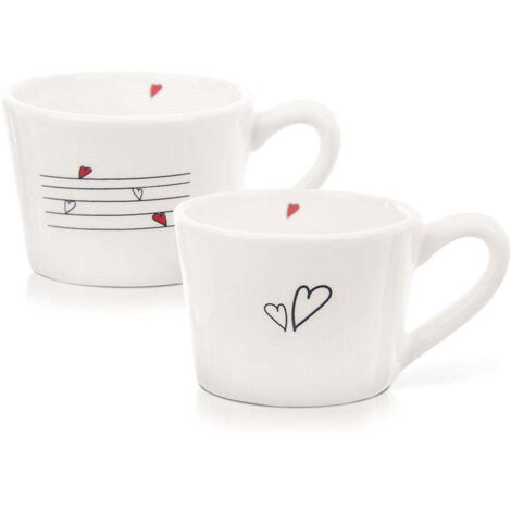 Due tazze in ceramica con decoro a cuore lavabili in lavastoviglie (1/5)
