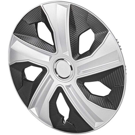 J-Tec Set 4 Copricerchi Orden SR 16 Pollici – Grigio/Argento Con Anello Cromato, Plastica ABS, Facili Da Montare