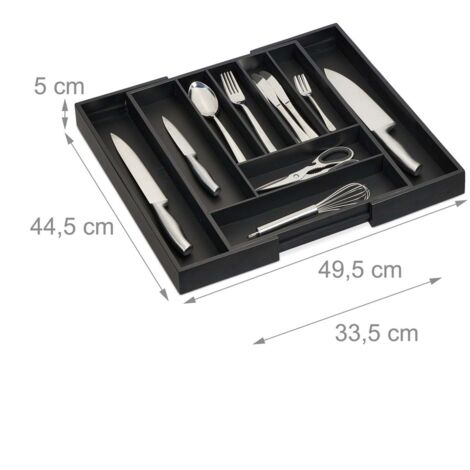 Portaposate 7 Scomparti 20x45x6,5 Cm Grigio – Organizer Per Cassetto In Polipropilene - 3
