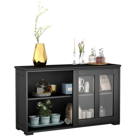 SEI Furniture Window Pane Media Cabinet in Black