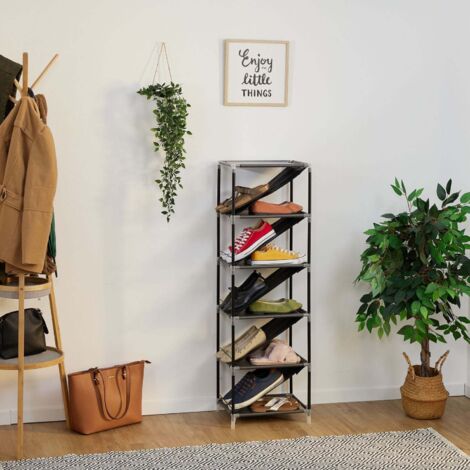 Organizer per scarpe a 6 livelli, per armadio a 6 livelli, scarpiera a scomparsa, impilabile, organizer per scarpe per ingressi donna/bambini, grigio scarpiera per 12 paia