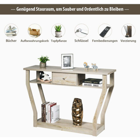 Ecoprsio Tavolo da ingresso da 119 cm con prese e porte USB, tavolo