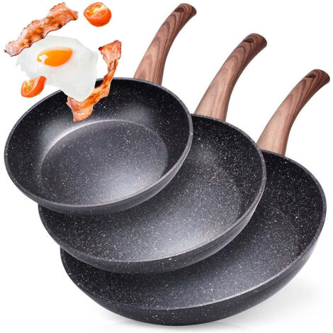 Set 3 padelle antiaderenti per tutti i piani cottura lavabili in lavastoviglie